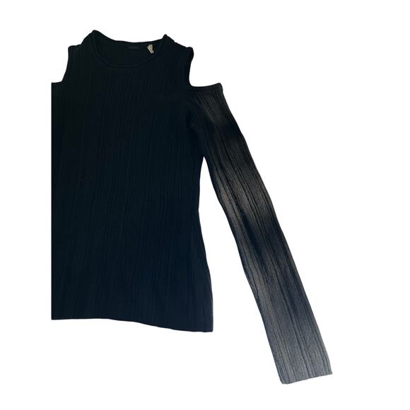 Elie Tahari Shoulderless Wool Cashmere Ribbed Shirt Womens Small Minimalist - Picture 5 of 16